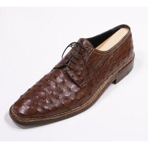 a. Testoni Real Ostrich Brown Lace-Up Oxford Dress Shoes 9